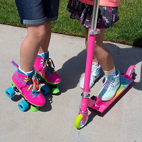 Circle Society Classic Adjustable JoJo Siwa Children's Roller Skates, 123 US Girls, Rainbow