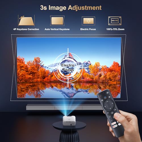 [Built-in Apps/GoogIe TV] Smart Projector 4K Supported, Goiaey C26 Mini Projector with HDR 10, WiFi Cast, GoogIe Voice, Native 1080P Portable Projector for Outdoor Movie/Home Theater