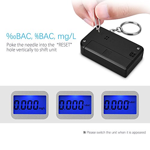 image for Homasy Breathalyzer, Portable Keyring Breath Alcohol Tester, Mini KeyC
