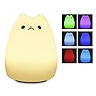 S&G night light Cute Smile Cat Silicon LED Desk Lamp with 7 Changing Color for Baby Bedroom Office- Warm White