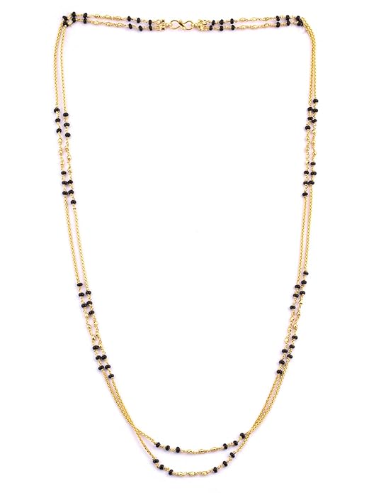Buy Gold Toned Brass Gold & Black Beads Chain at Amazon.in