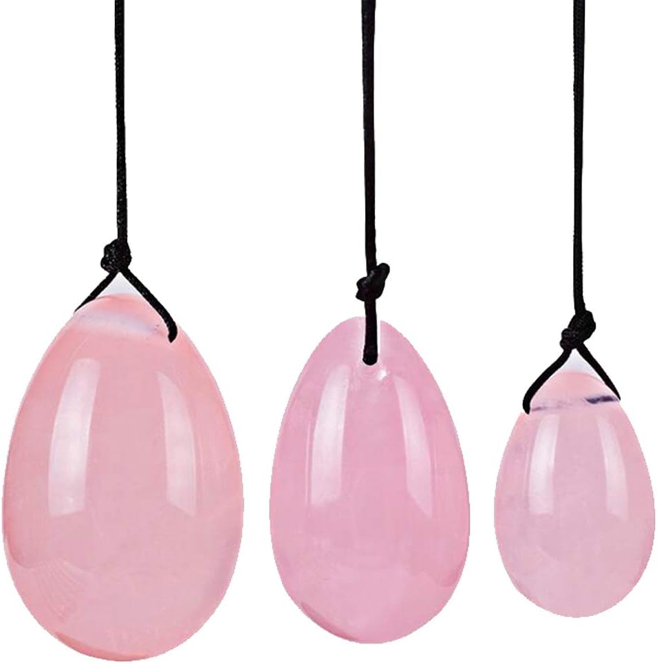 Yoni Eggs in Rose Quartz/for Women PC Muscle Training/Drilled/ 3 Sizes in a Set: Health & Personal Care