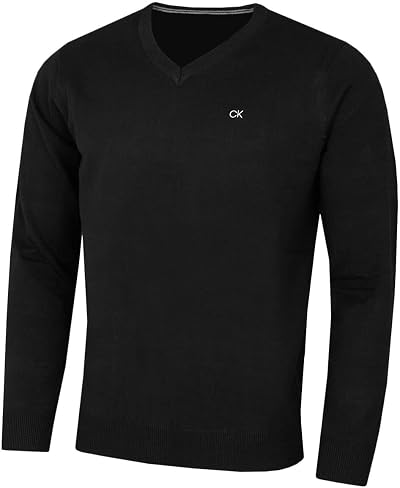 Calvin Klein Mens V-Neck Sweater Black Large