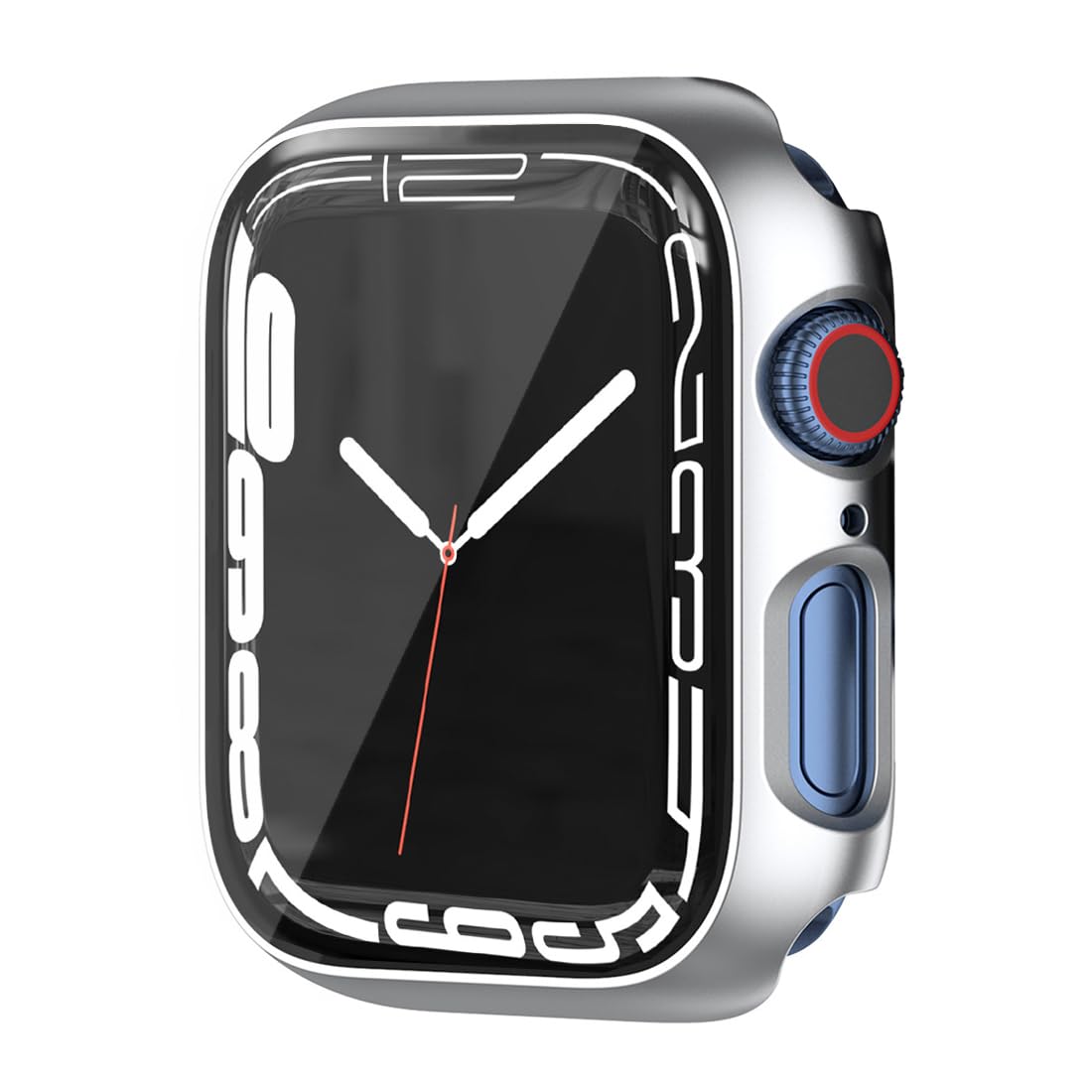 HANKN Hard 44mm Plated Case for Apple Watch Series 6 5 4 SE 44mm Tempered Glass Screen Protector Case, Full Coverage Shockproof Bumper Iwatch Cover (44 mm, Silver)