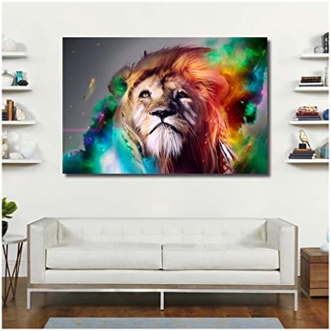 Artrend W0764 Animal Lion Face Big Cat Smoke Colored Wholesale Canvas Printing Poster Unframed 16x24 Inch
