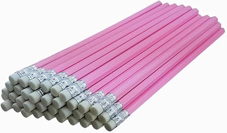 Amazon Ezpencils パールピンクバレル鉛筆 ホワイト消しゴム シルバーフェルール付き 36パック 汚れ防止消しゴム 2 Hb芯 削りなし ノーブランド 鉛筆 文房具 オフィス用品