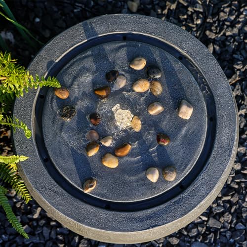 Tankana Garden Water Fountain Outdoor Bubbler Water Feature Indoor with Lights & Pump and Pebbles Waterfall Fountains Concrete Effect for Patio Deck Yard Home Decor Gray, 18 "L x 18" W x 11.5" H