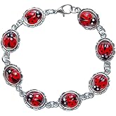 Cute Ladybug Bracelet for Women Lucky Charm Animal Jewelry Silver Bangle Hypoallergenic Stackable Bracelets for Daily Wear Ladybug Lover Fashion Holiday Good Luck Accessories
