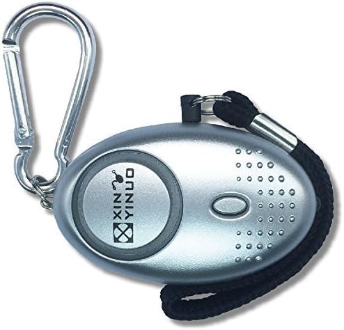 Xinyinuo Silver Mini Loud Personal Staff Panic Rape Attack Safety Security keyring Alarm with Torch 140DB