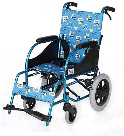 KEKEFUYUAN 17 Kg Children Foldable Wheelchair,Ergonomic Transport Seniors Wheelchair,80Kg Load Bearing CM Seat Width,Foldable Handle Bar