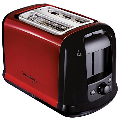 Moulinex LT261D Subito - Roter Doppelschlitz-Toaster | Broetchenaufsatz | 850 Watt | Variable Braeunungsstufen | Rot/Schwarz
