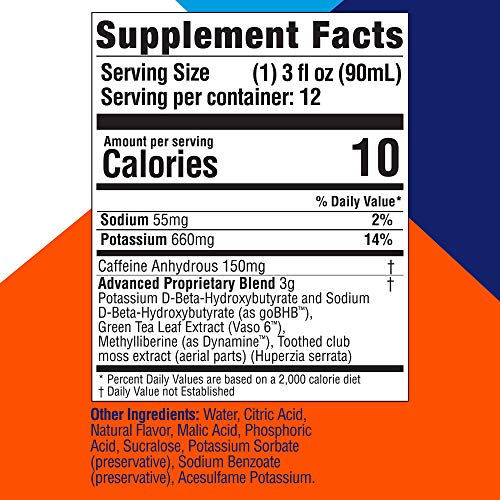 Keto Energy Shots Exogenous Ketones Preworkout Energy Drink 12Pack with D BHB, Natural