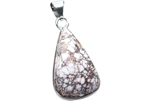 BEADS PLANET JAIPUR Wild Horse Jasper Gemstone Silver Plated Ethnic Pendant Jewelry 1.75" P 5424 P 5424