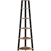 Convenience Concepts Newport 6 Tier Corner Bookshelf, Barnwood/Black