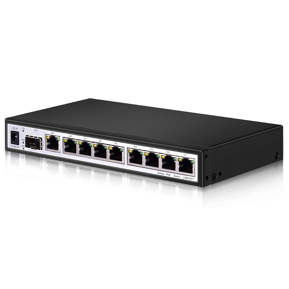 8-Port PoE Switch - Smart Managed Gigabit Switch, Up to 120W Power Supply, Support Web Management, SFP, VLAN, QoS Controls, Fanless Quiet, Ideal for Small & Medium Business, Home Use