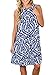 ZESICA Women's Summer Sleeveless Damask Print Pocket Loose T-shirt Dress, Blue, X-Large