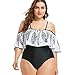 Yii ouneey Women's Plus Size One Piece Swimsuit High Waisted Off Shoulder Sexy Beach Dresses Monokini Black Bathing Suits Swimwear(2XL, Black)