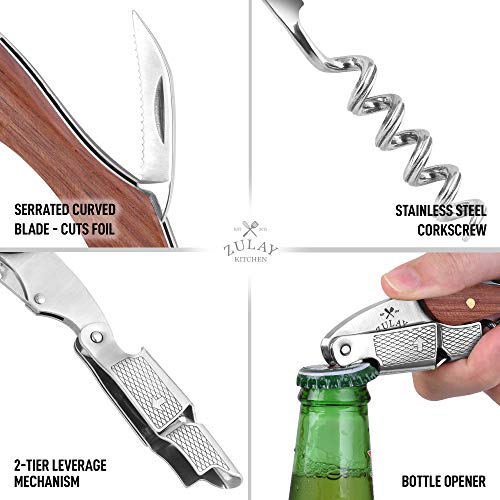 Zulay Professional Waiter’s Corkscrew Bottle Opener 3in1 Wine Key