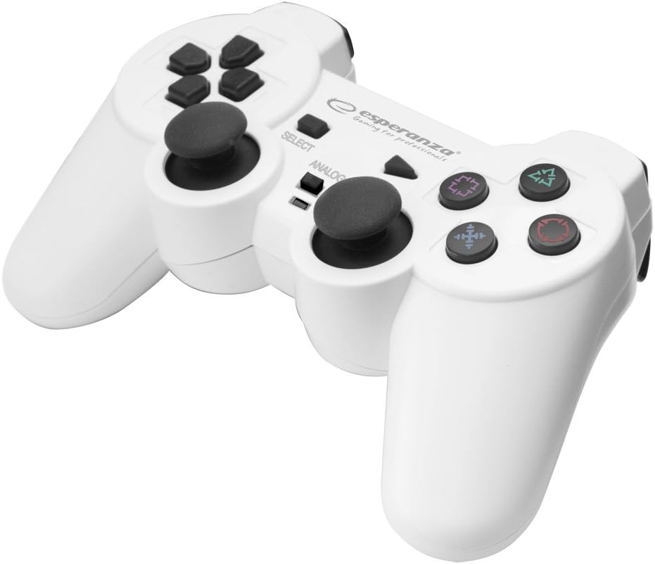 Esperanza TROOPER Controller Gamepad for PS2/PS3/Computer/PC wit0h Vibration, Joystick, Plug and Play WHITE