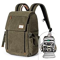 Camera Backpack Zecti Waterproof Canvas Professional Camera Bag for Laptop and Other Digital Camera Accessories with Rain Cover-Green