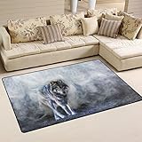 Yochoice Non-slip Area Rugs Home Decor, Stylish Running Wolf in the Mist Floor Mat Living Room Bedroom Carpets Doormats 31 x 20 inches