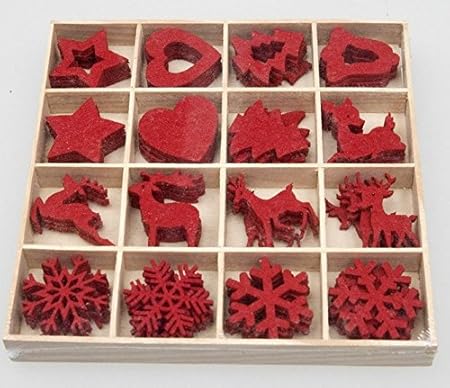 Amazon De 64 Stk Filz Teile Rot Bordeaux Weihnachten Streuteile Tischdeko Weihnachtsdeko Basteln