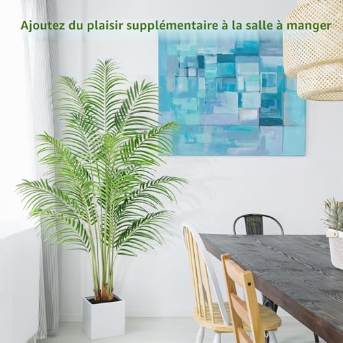 Keeplush Artificial Areca Palm Tree 180 cm Artificial Plant for Indoor and Outdoor Use in Plastic Potted Tree Living Room Balcony Bedroom Green Decoration (1 Pack)