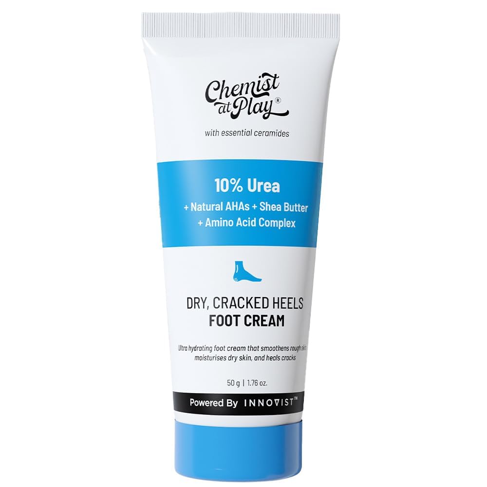 Chemist at Play Foot Cream for Cracked Heels & Diabetic Foot | Up to 24 hours of Moisturization | 10% Urea & Natural AHAs | Nourishment & Hydration | For Dry & Cracked Feet | Lightweight | 50g
