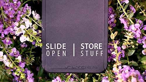 Slyder iPhone 6, 6s, 7 & 8 Wallet Case, Black. The Slider feature reveals a hidden card holding compartment. An integraged ramp allows easy removal of your cards. Military grade plastic protects.