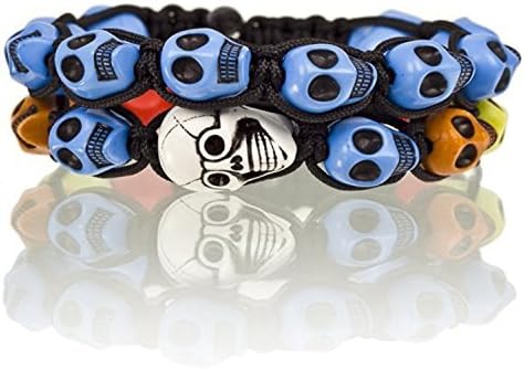 Janeo Jewels Unisex Skulls Shamballa Jewellery Cord Bangle Bracelets Pair, Great Reviews, Mens Womens Style, Casual Christmas Gift at Great Price for 2 Pieces. Metallic Gift Wallet Wrapped, under $5