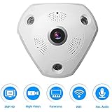 360° Panoramic Wireles IP Camera Audio Video WiFi 3 Megapixel HD Fish-eye Lens Wide Angle 10m/30ft Night Vision VR CCTV Home Security Surveillance Cameras System