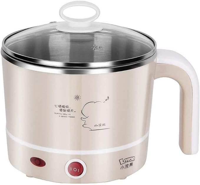 YIKUI MINI Hot Pot,Portable 1.2L Mini Electric Pot Kettle Cooker For