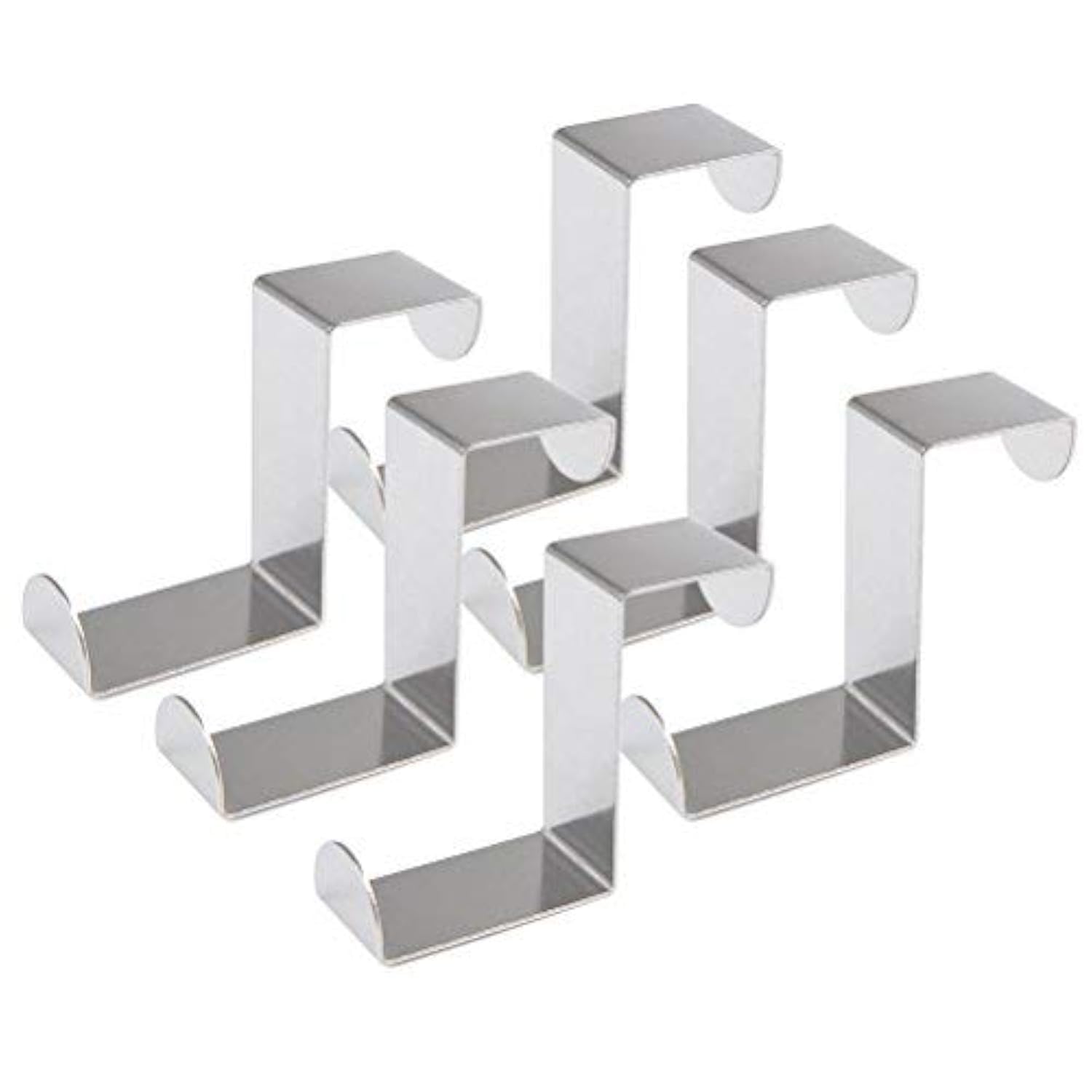 FOCCTS 6PCS Over Door Hooks 45MM Stainless Steel Reversible Hooks Cupboard and Drawer Hooks Coat Hooks Over Doors 1mm Thickness