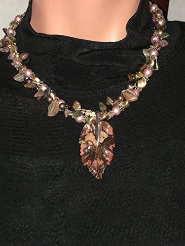Walk in the Woods necklace- genuine tourmaline and mookiate gemstones surrounded by Swarovski® crystal pearls and sterling silver make this short necklace stunning!