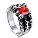 BodyJ4You Men's Cast Ring Stainless Steel Gothic Dragon Claw Design with Red Crystal