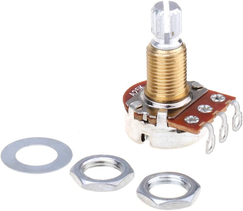 Musiclily Pro Brass Thread Mini Metric Sized Control Pots A25K Aduio Taper Potentiometers for Guitar (Set of 2) - Image 4