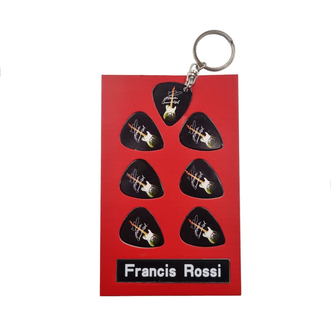 Axman Francis Rossi Guitar Plectrum Gift Set | 6 Artist Plectrums | 1 Artist Keyring