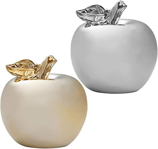 ipotch 2 piezas estatua de escultura en ceramica de manzana adornos decorativos para hogar regalo de pareja
