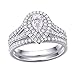 Newshe Jewellery Wedding Engagement Ring for Women Bridal Set AAAAA Cz 925 Sterling Silver 1.3Ct Pear White Size 4-13