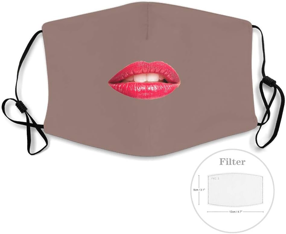 Pink Lip Printed Anti-Spitting Face Cove for Women Cool Funny Theme