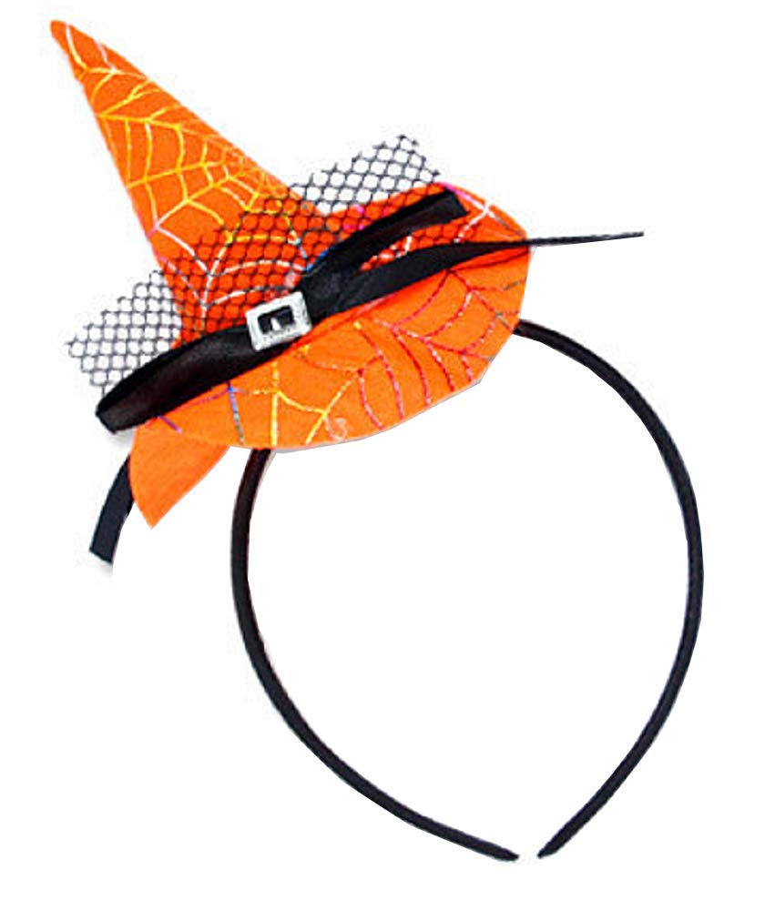 Lovelegis Witch Hat Headband - Halloween - Accessories - Headgear - Costume - Disguise - Cosplay - Spider Web - Orange - Black - Carnival