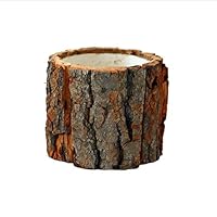 Lijuan Qin Forest Style Desktop Wooden Flower Vase, Decorative Tree Stump Shape Flower Pot for Flower Sedum Succulent Plants Desk Garden Room Pot Decor