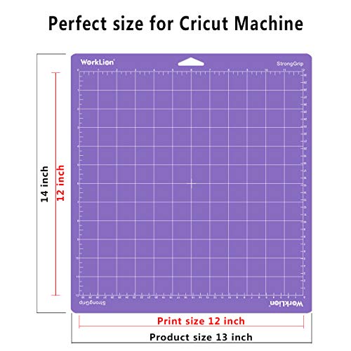 WORKLION Cutting Mat 12x12 for Cricut (5 Mats, 2 StandardGrip/ 1