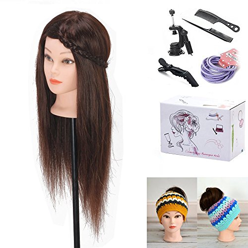 MYSWEETY 18" 40% Long Hair Cosmetology Mannequin Manikin Training Head Model with Clamp and Accessories