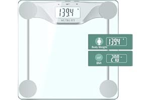 NUTRI FIT Digital Body Weight Bathroom Scale BMI, Accurate Weight Measurements Scale,Large Backlight Display and Step-On Technology,400 Pounds
