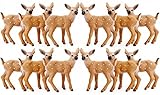 RESTCLOUD 12Pcs Deer Figurines Cake Toppers, Deer Toys Figure, Small Woodland Animals Set of 12 Fawn