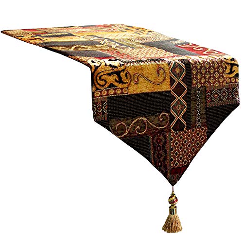 Artbisons Table Runner 60x13 Cotton Linen Kitchen Dining Table Topper Luxury Gold Illusion