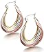 Jstyle Jewelry Women's Tri-color Surgical Stainless Steel Twist Hoop Earrings (21mm Diameter)