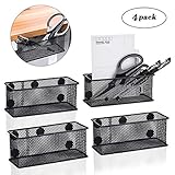 SAFETYON Wire Mesh Magnetic Storage Basket Tray Metal Desk Caddy Storage Organizer for Refrigerator Whiteboard Black