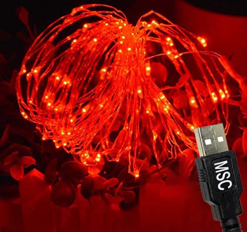 MSC 10ft / 3M * 30 LED's USB Powered LED Red Coloured String Fairy Lights On Copper Cable with Light Effects, Ideal for Christmas, Xmas, Party,Wedding,Decoration Red-USB-3M